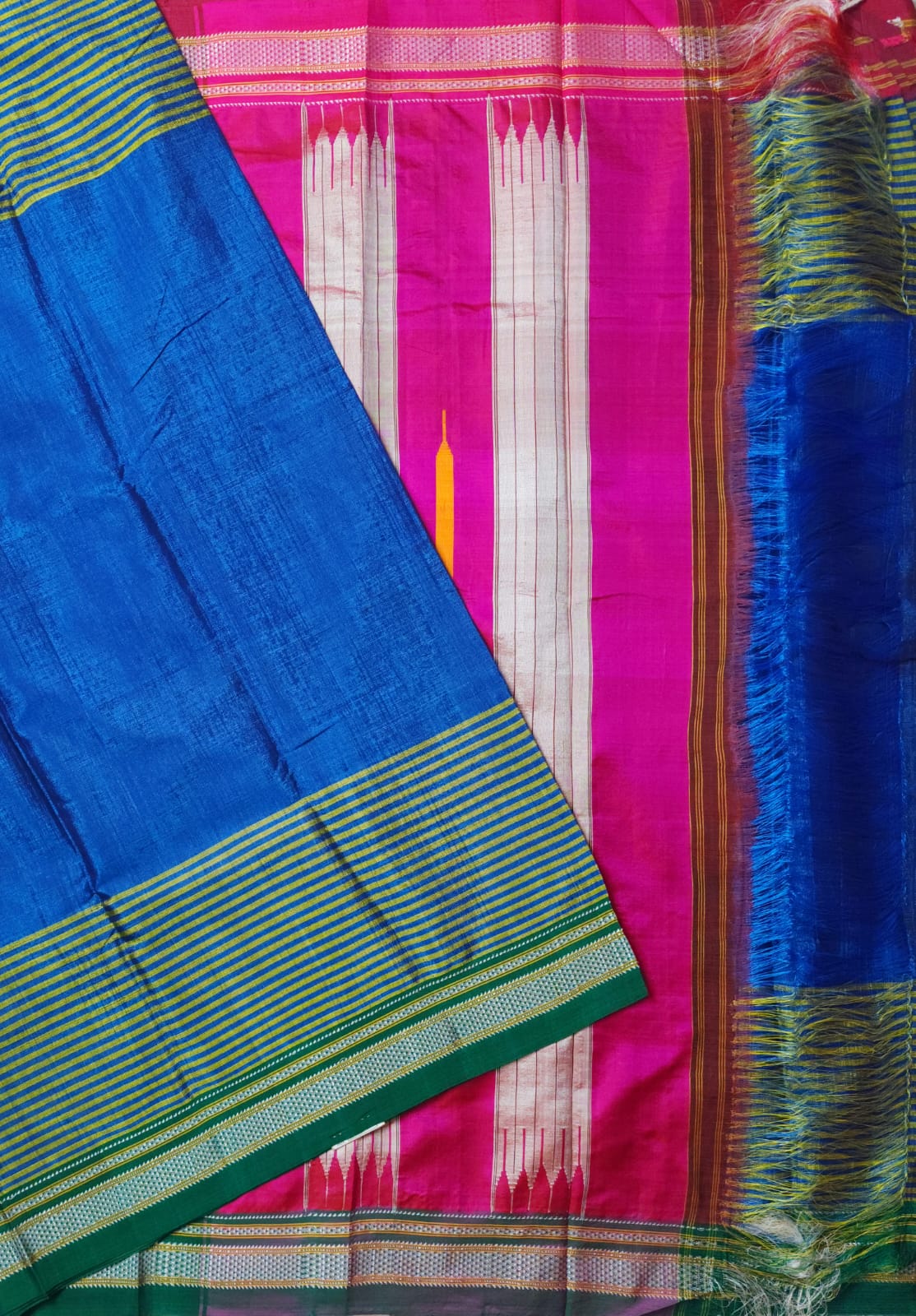 Blue chikki paras border Ilkal Viscose Saree