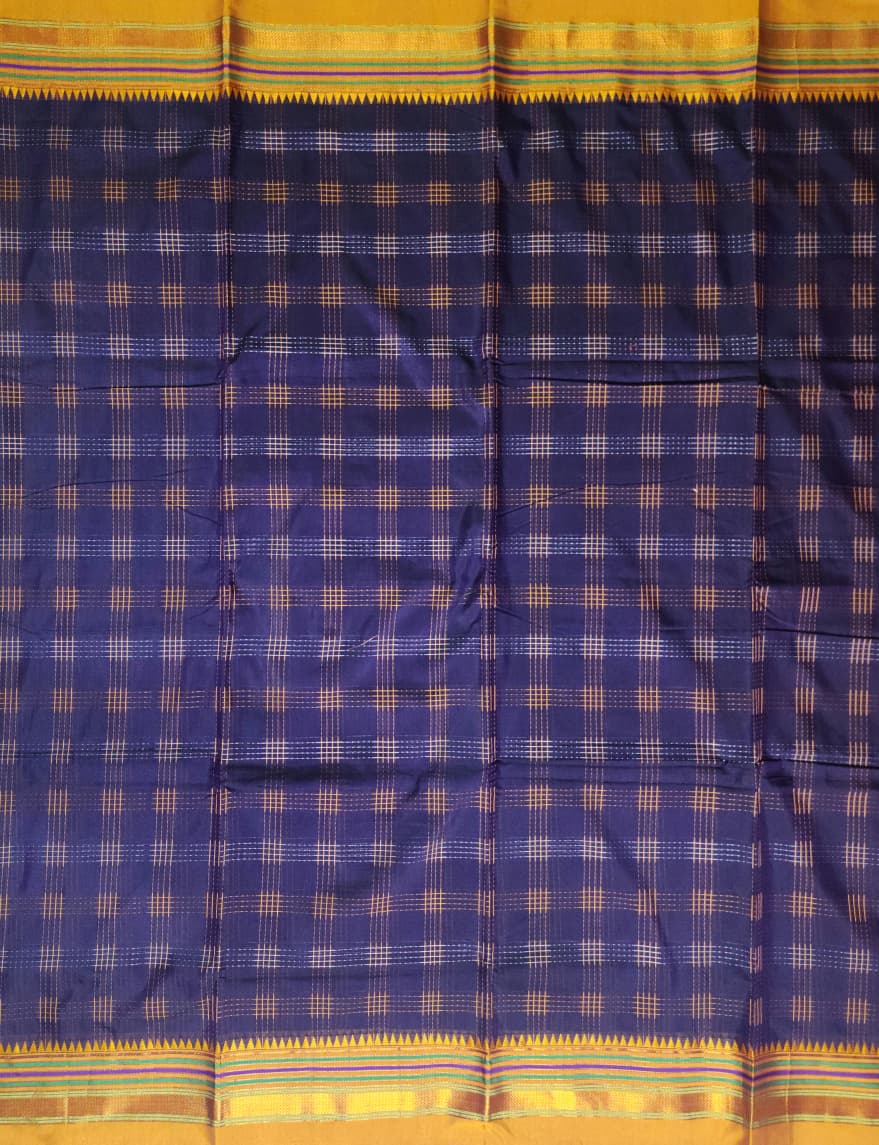 Indigo Blue Half Silk Ilkal Saree