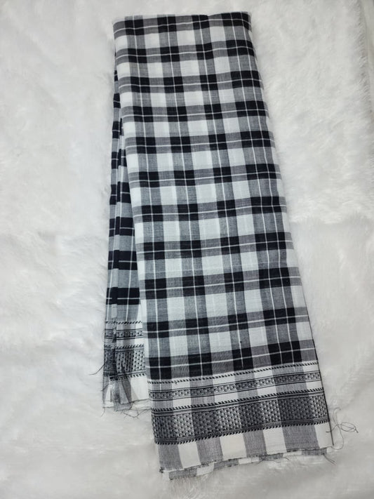 Black & Ivory Ilkal Cotton Handloom Checks Saree
