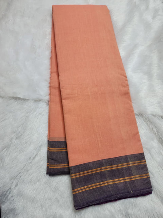 Peach Cotton Handloom Saree