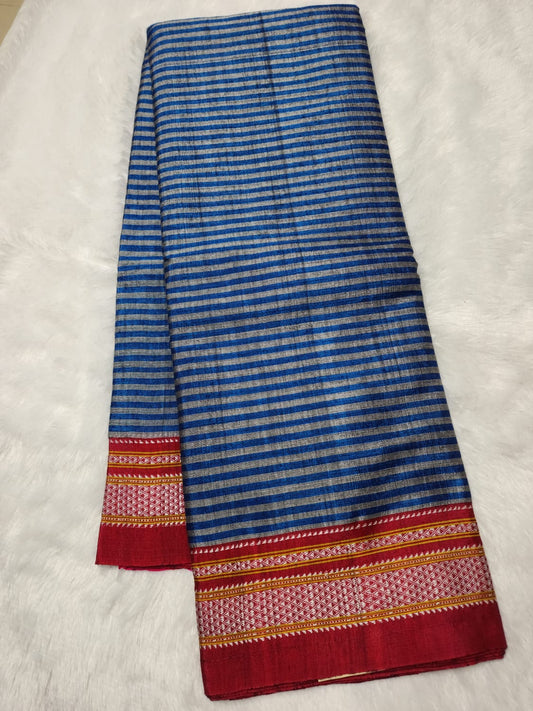 Royal Blue chikki paras border Ilkal Viscose Saree