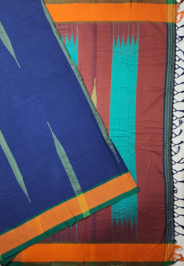 Royal Blue  Cotton Handloom Saree