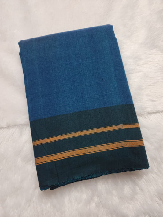 Denim Blue Cotton Handloom Saree
