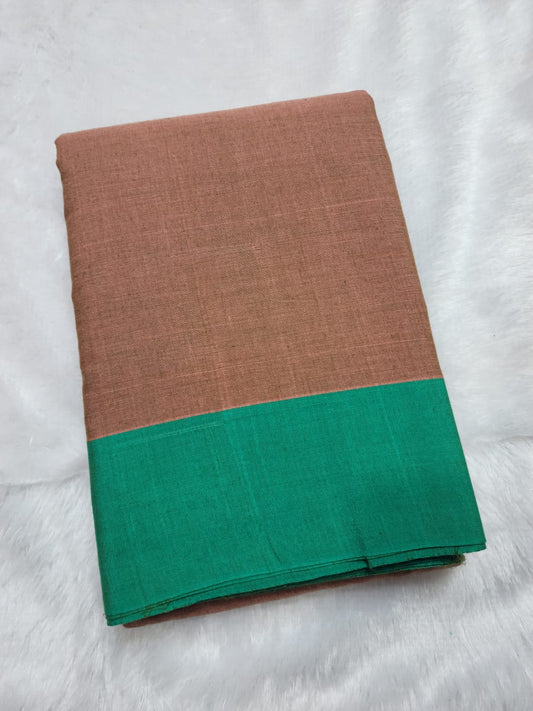 Rust Brown Cotton Handloom Saree