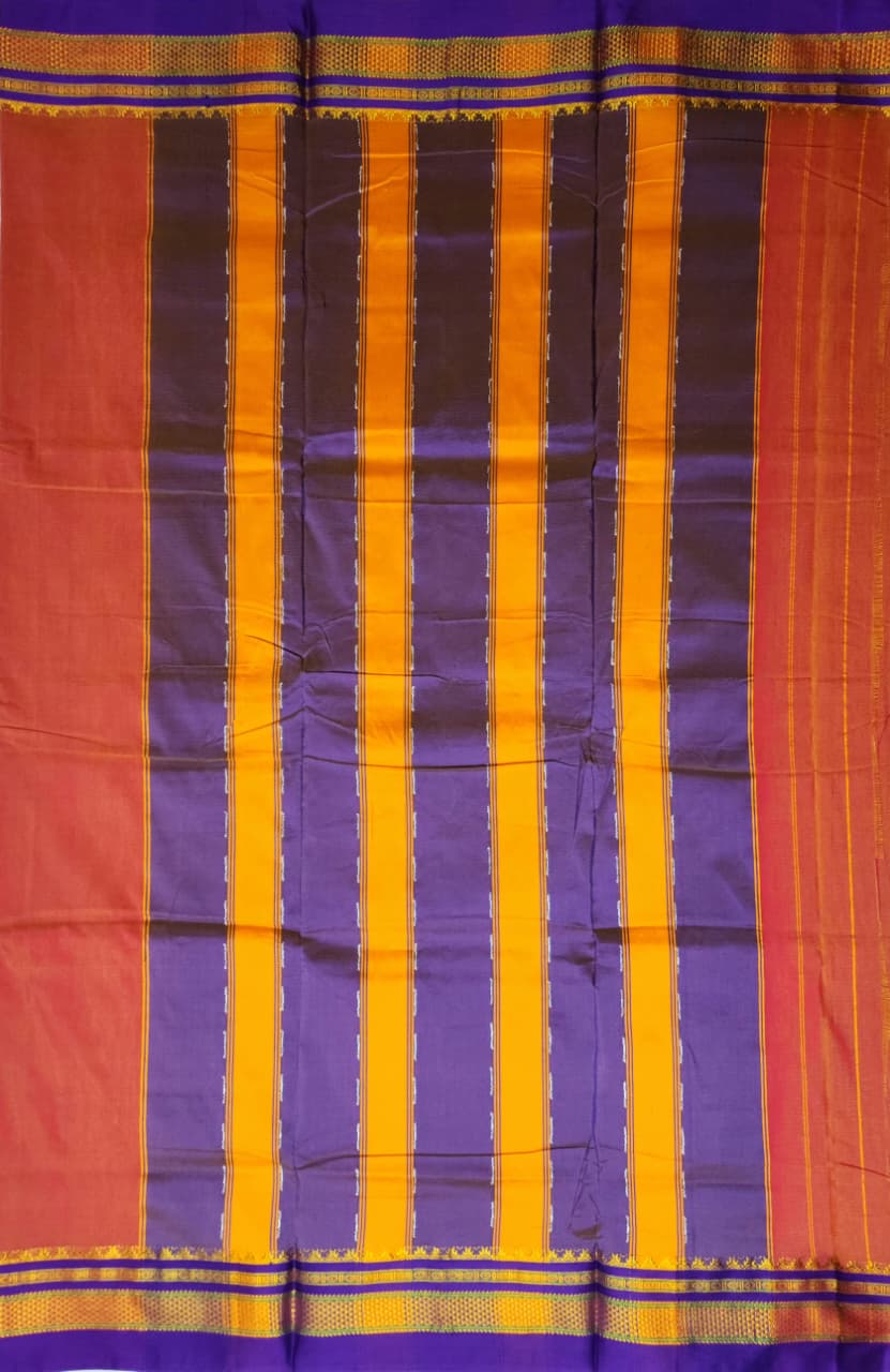 Deep Orange-Peach Ilkal Saree