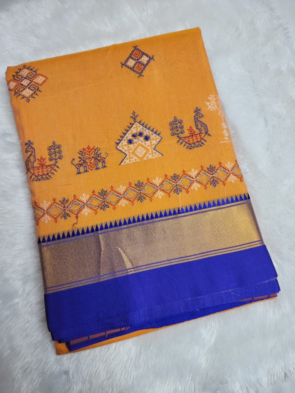 Mustard Yellow Ilkal Kasuti Cotton Saree