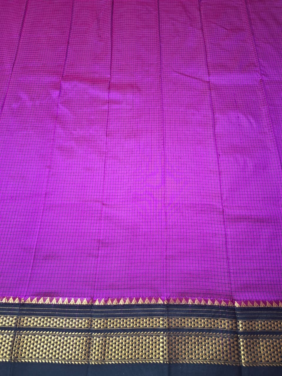 Pink-Black Ragavalli Checks- Ilkal Silk