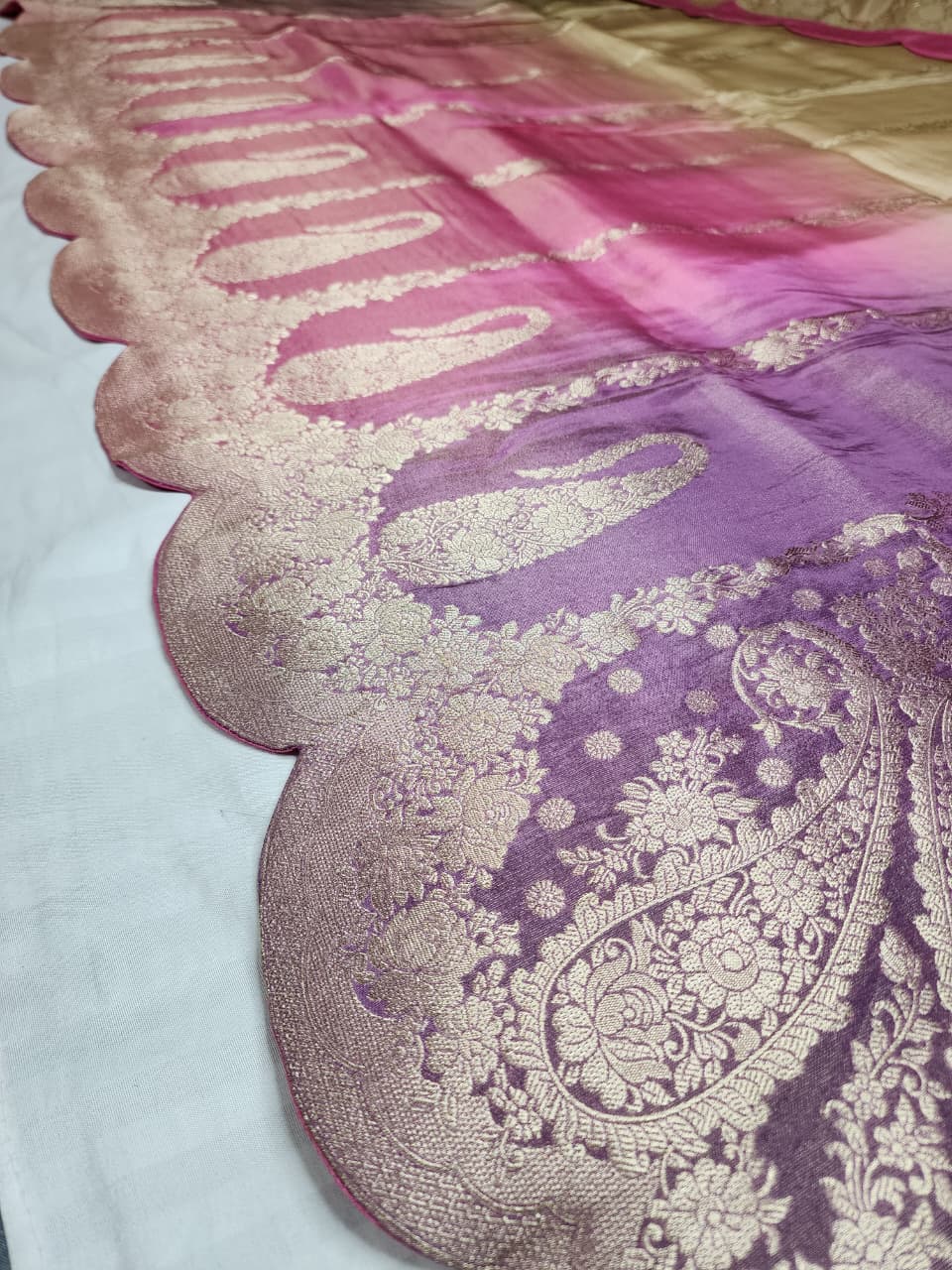 Pink 4-shaded Designer Saree