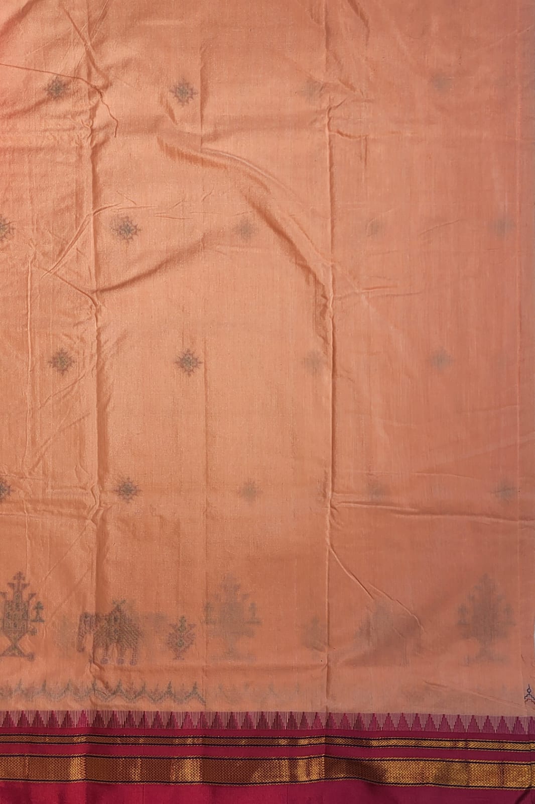 Peach Ilkal Kasuti Cotton Saree