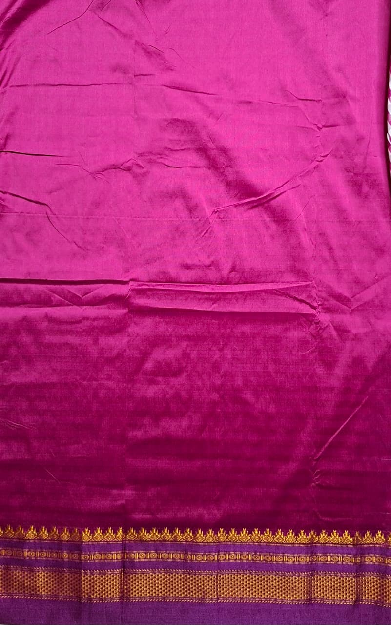 Purple & White Ilkal Mini Checks Saree