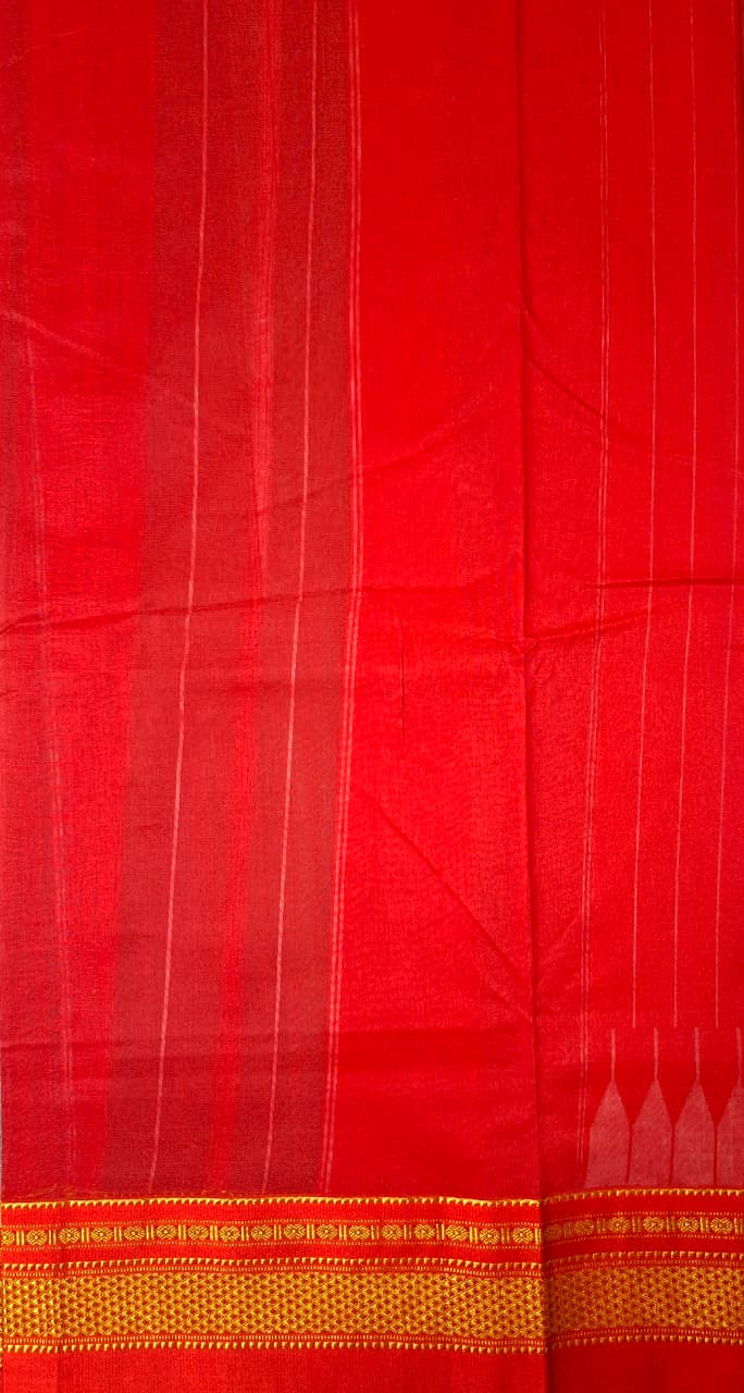 Steel Grey thread chaduranga Ilkal with Gadwal Vermilion Red Border