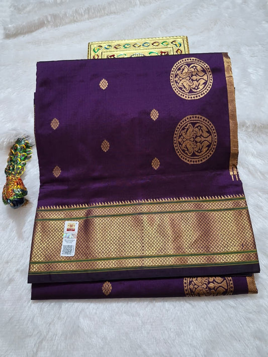 Wine-Gold-Paithani-Silk with big butta