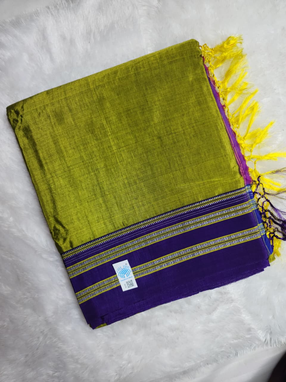 Green–Purple Ilkal Viscose Saree with Gayathri Border