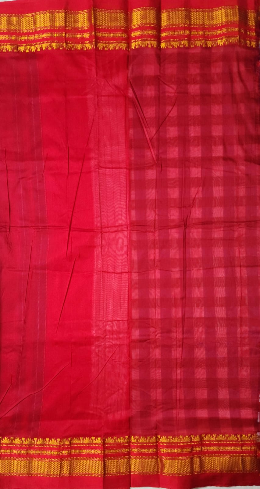 Sky blue, Navy blue, and Soft Grey Ilkal Big Checks Saree with Rich Pallu