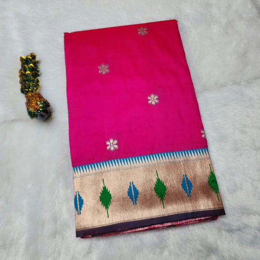 Rani Pink Soft Silk Paithani Saree