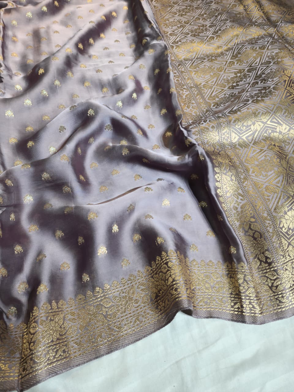 Lavender Banaras Silk Saree with Gold Zari