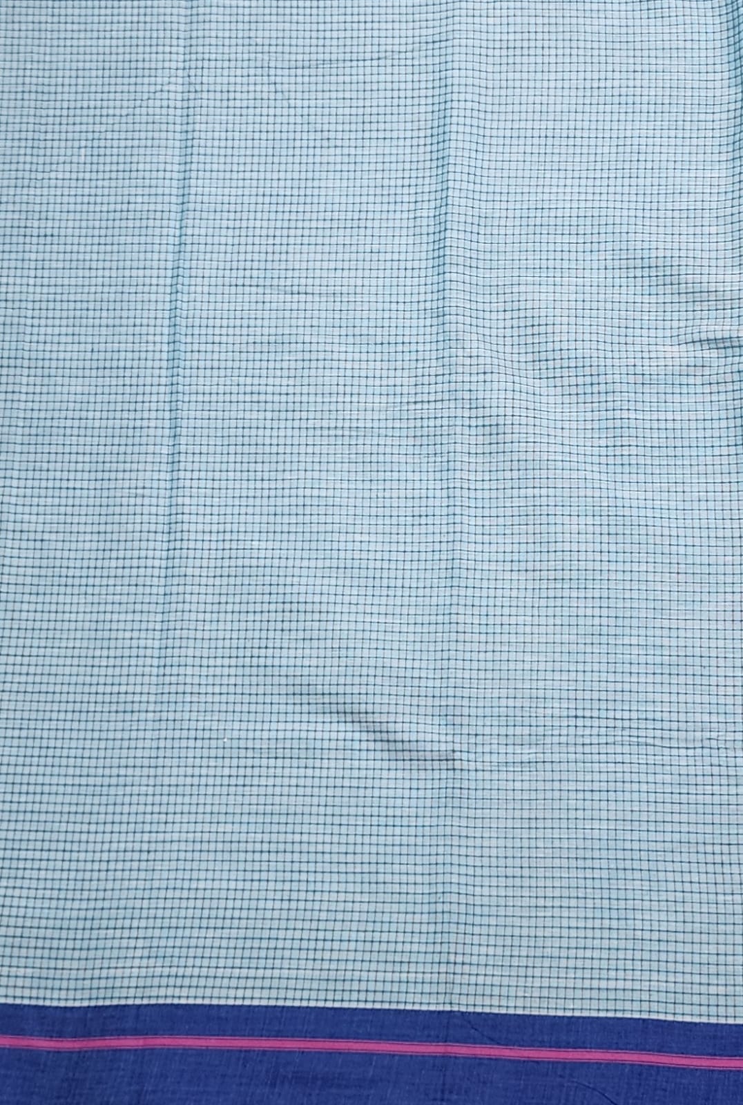 Sky Blue Checked Patteda Anchu Ilkal Saree