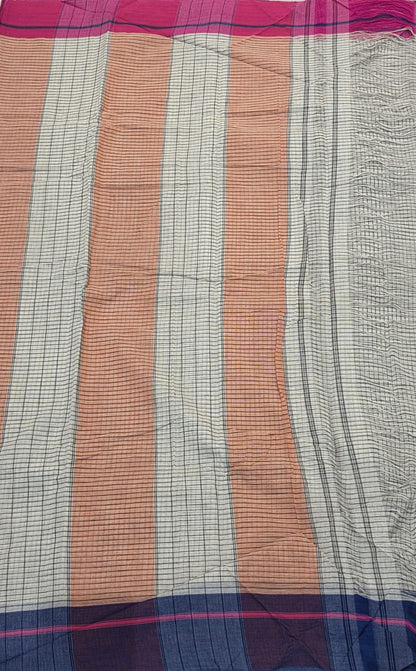 white- blue  Pink Ilkal handloom Patteda Anchu Saree