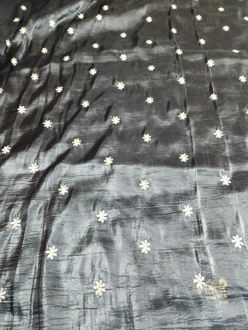 Charcoal Black Fancy Embroidered Saree