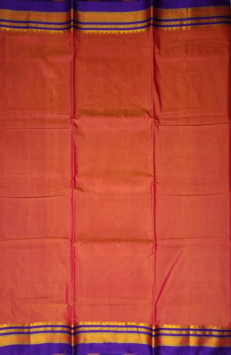 Deep Orange-Peach Ilkal Saree