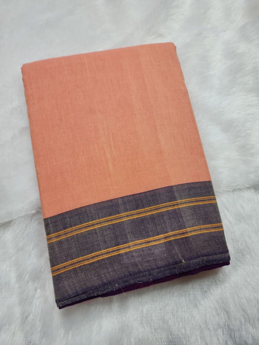 Peach Cotton Handloom Saree
