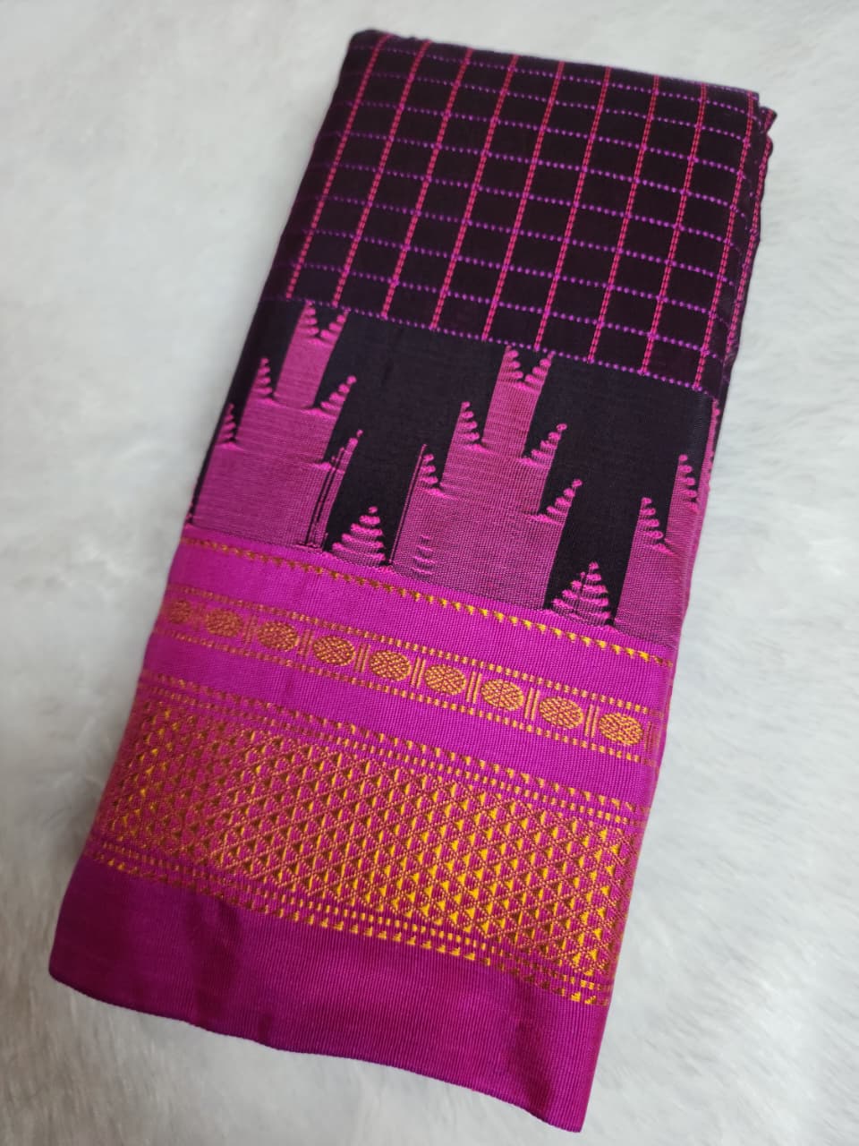 Black Thana Gadwal Chadurang Checks Ilkal Saree