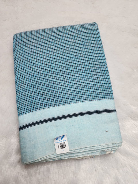 classic navy blue checks Patteda Anchu Ilkal Saree