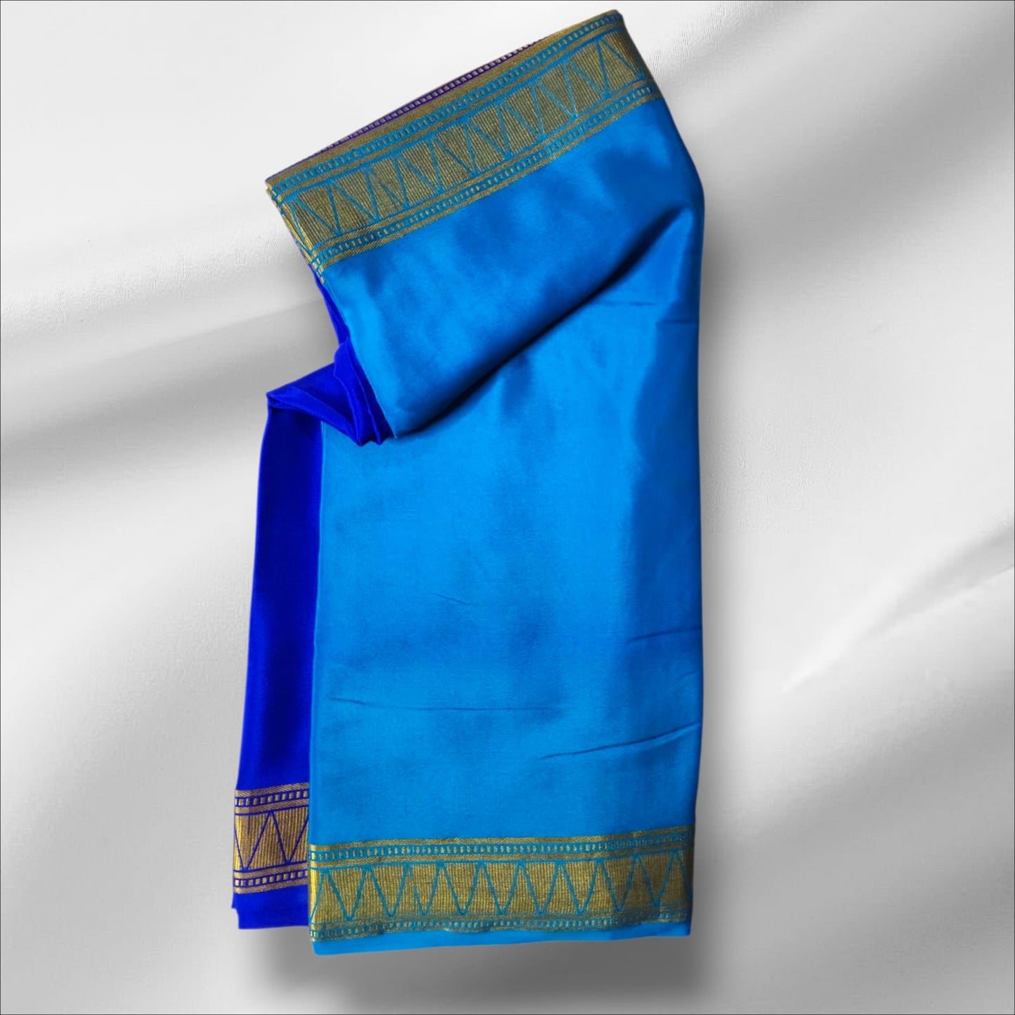 Royal Blue and Violet Mysore Silk Saree