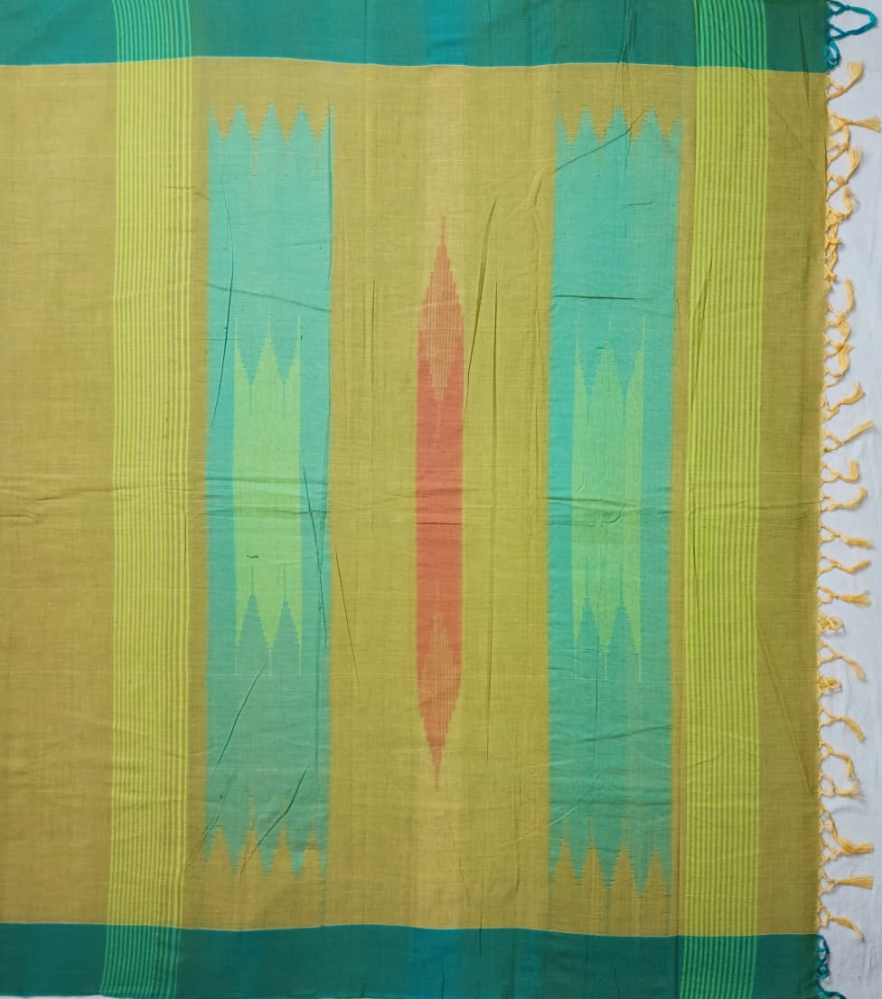 Mustard Yellow Cotton Handloom Saree