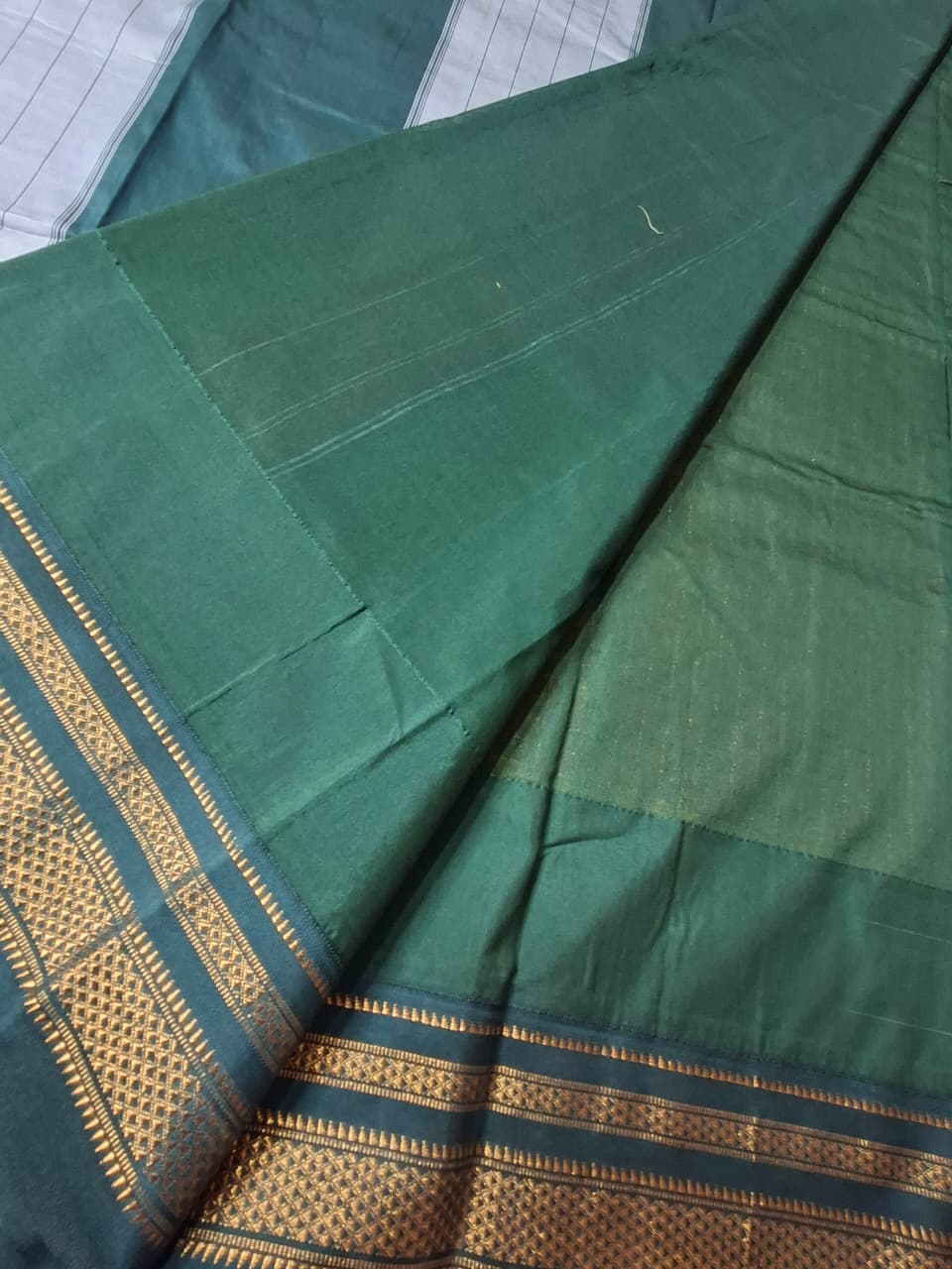 Rust Orange Gadwal Chaduranga Ilkal Cotton Saree with Contrast Zari Border & Pallu