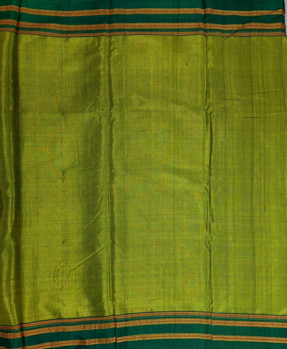 Green -Dark green Ilkal Viscose Saree with Gayathri Border
