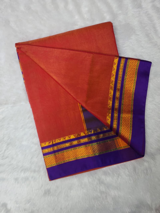 Deep Orange-Peach Ilkal Saree