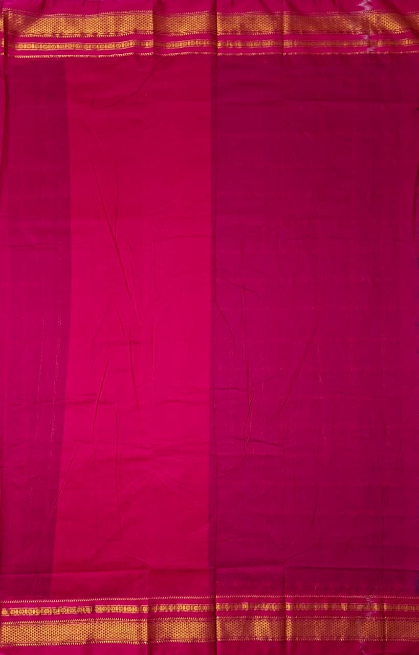 Royal Blue & Rani Pink  Big Jari Checks Ilkal Saree