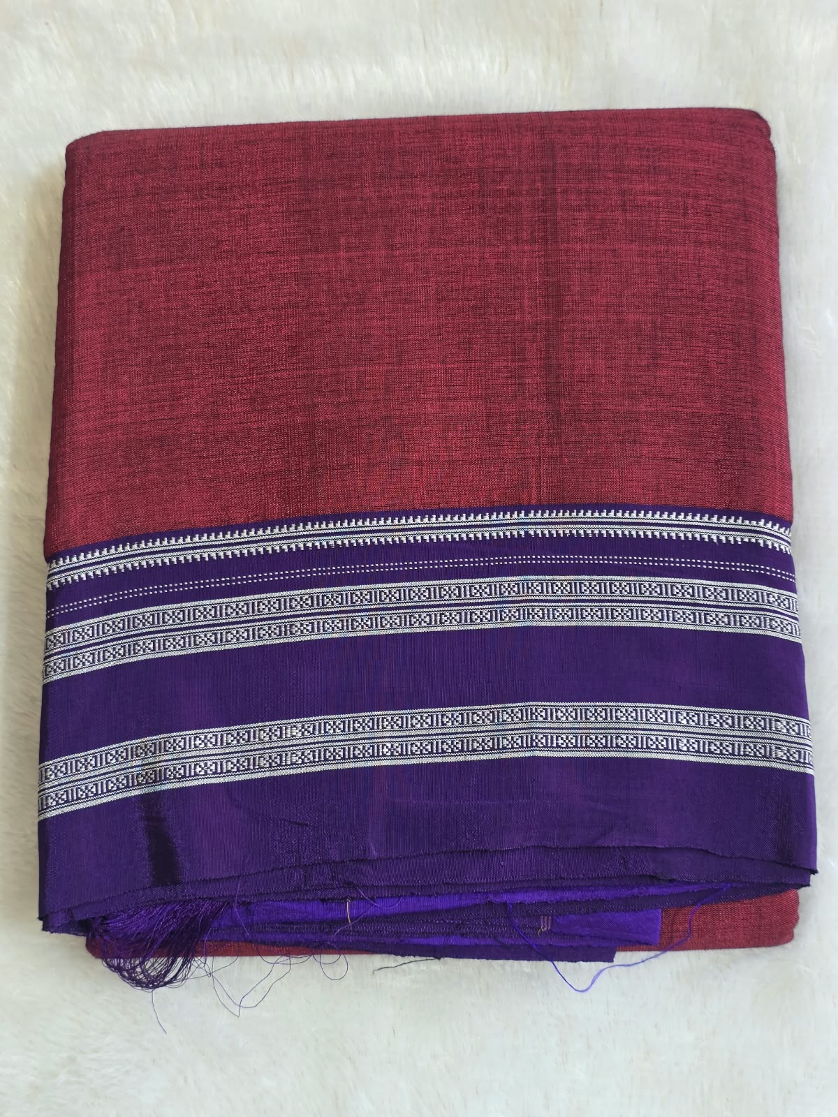 Maroon-violet Gayathri Border Ilkal Viscose Saree