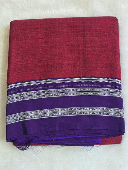 Maroon-violet Gayathri Border Ilkal Viscose Saree