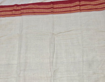 Cream-Orange Ilkal handloom Patteda Anchu-Gayatri Border