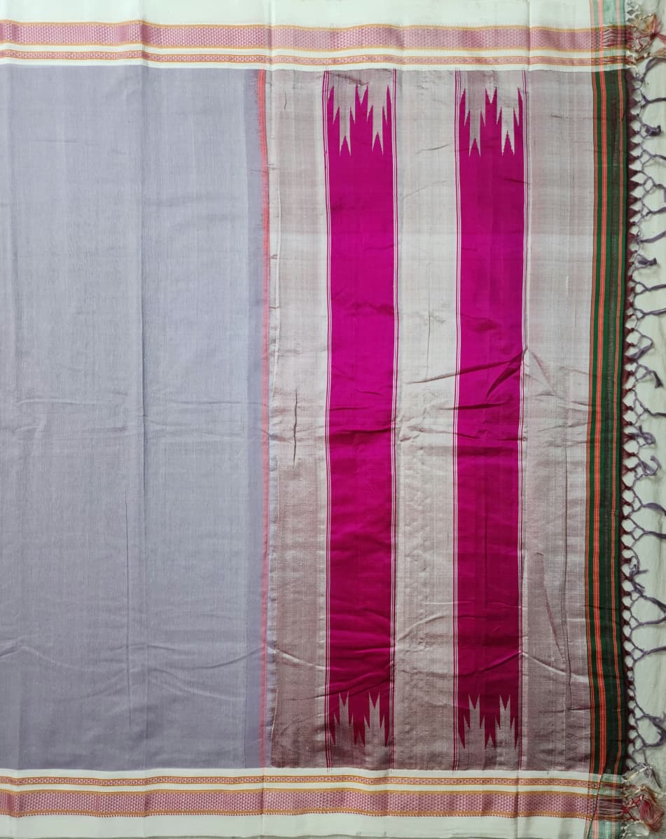 Lavender Ilkal Cotton Handloom Saree with Silk Pallu