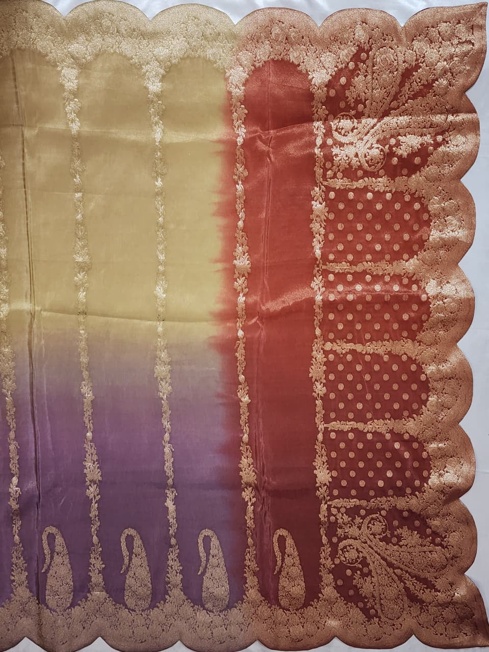 Peach 4-shaded Designer Saree