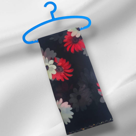 Black Daisy Bloom Printed Saree