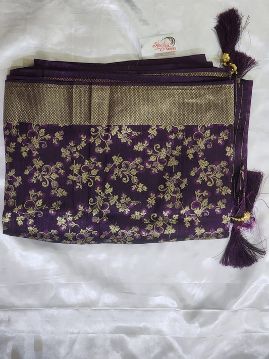 deep purple weaving silk saree