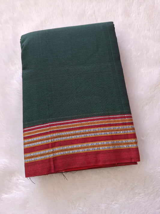 Bottle green-Maroon Ilkal Mercerized Cotton (raasta saree)