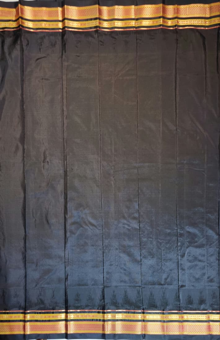 Vermillion Red Ilkal Gadwal Pure Silk Saree - Malabar Edition