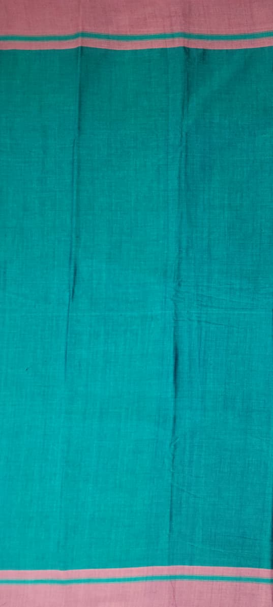 Rich teal green Cotton Handloom Saree