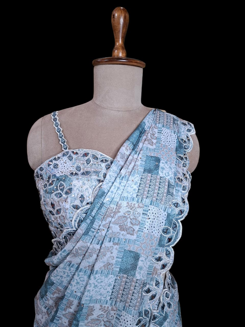 Mirror Charm – Patchwork  Saree with Designer Blouse