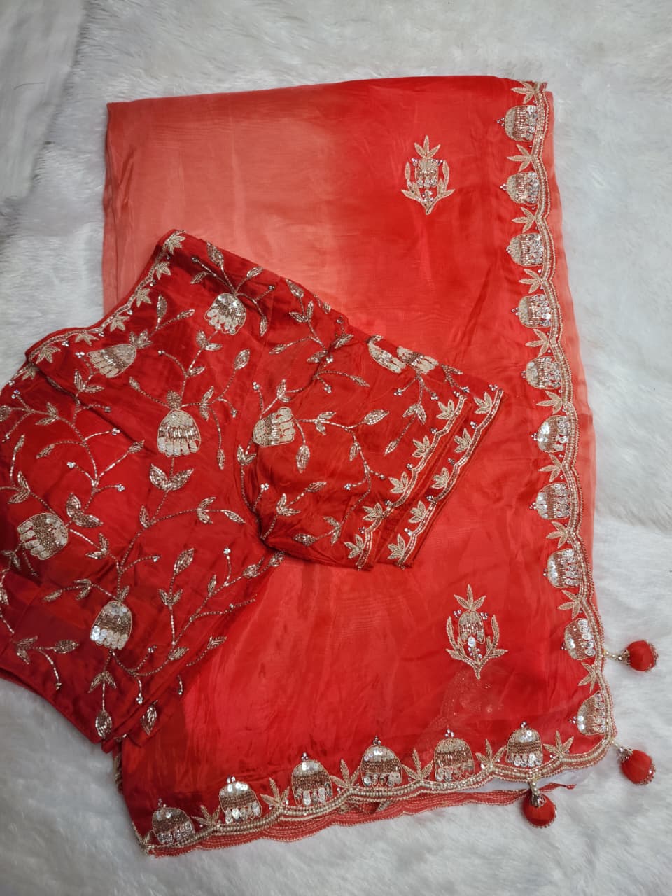 Red Party Wear Saree – Classic Glam Edition
