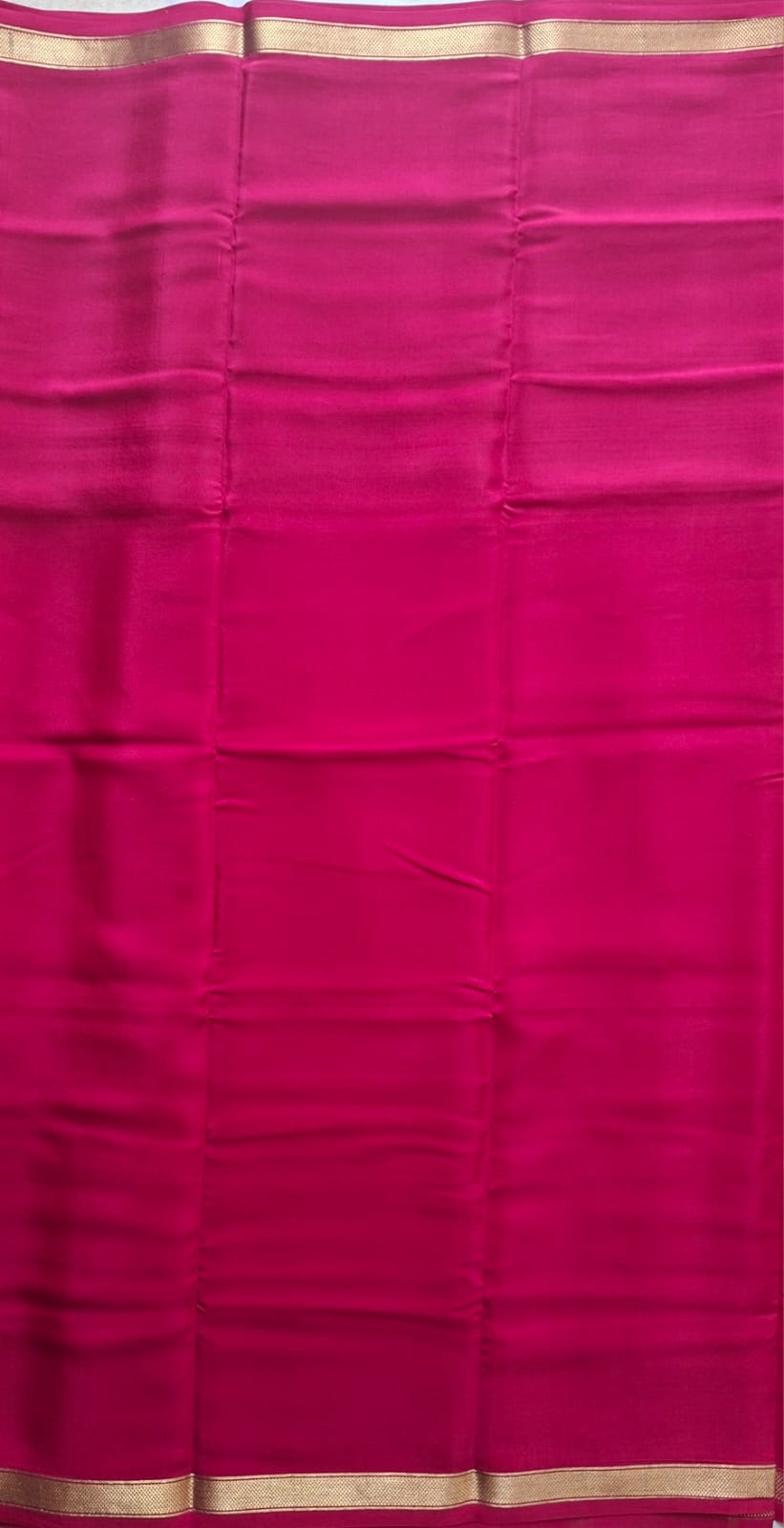 gold-pink mysore crepe pure silk with classic zari border