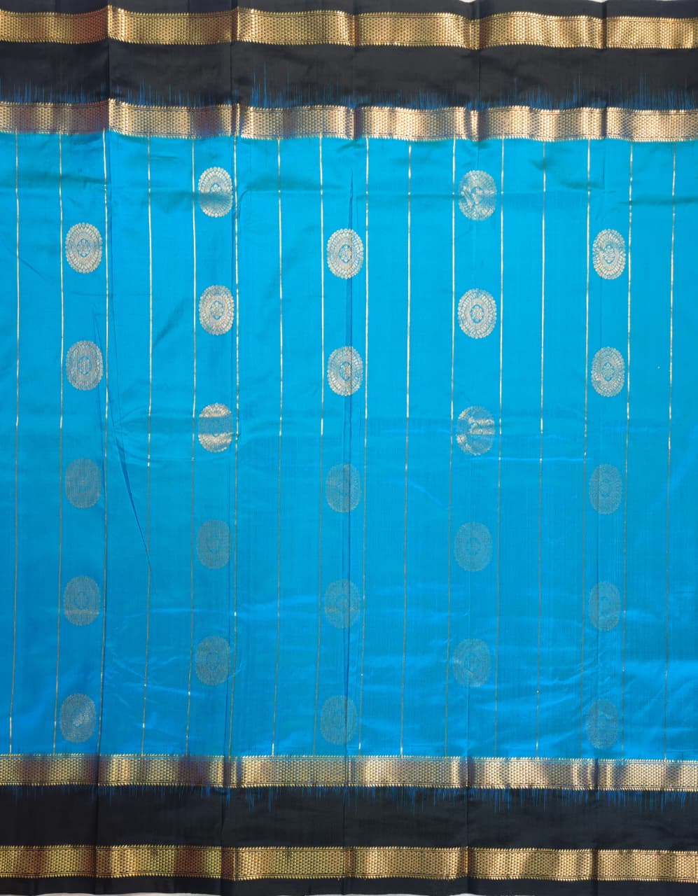 Peacock Blue Gadwal Ilkal Silk with Bentex Border