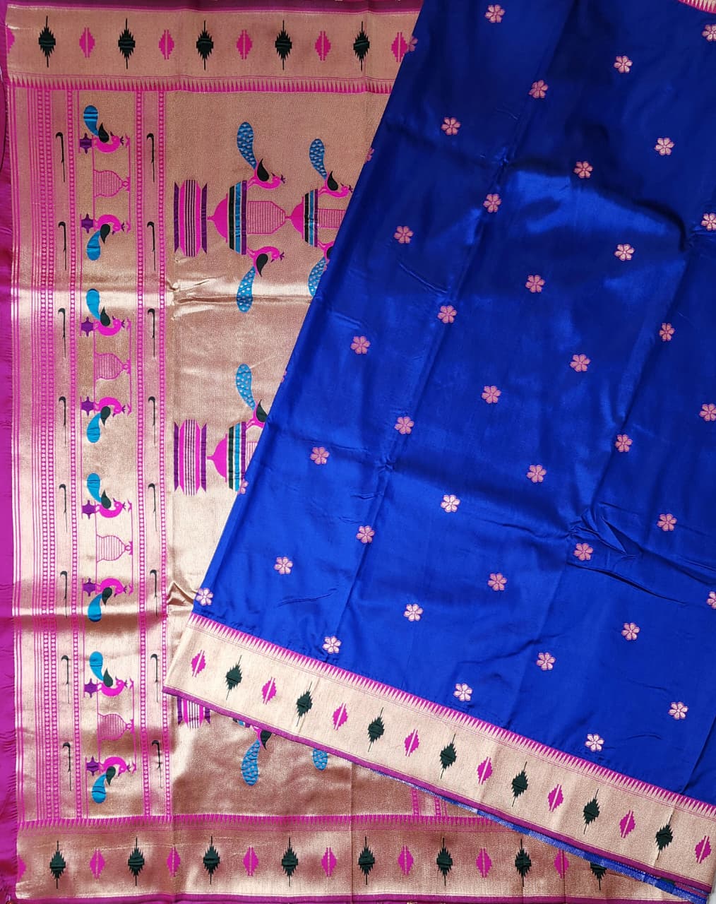 Royal Blue Soft Silk Paithani Saree