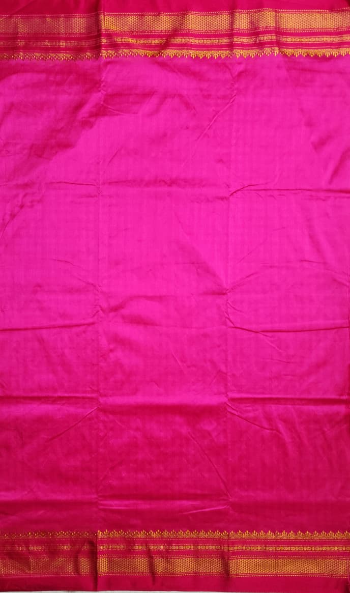 Pink & White Ilkal mini Checks Saree with Rich Pallu