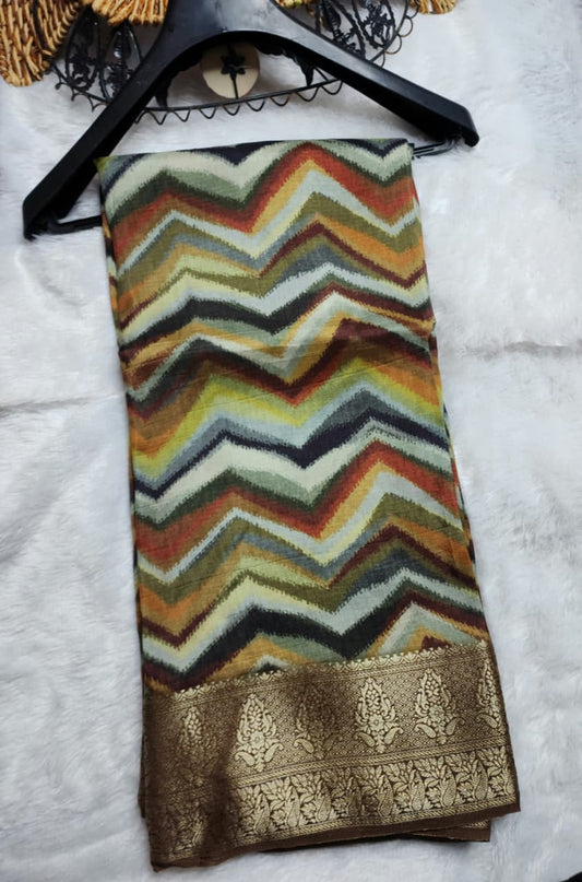 Brown Viscose Dola Silkwave print